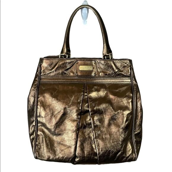 Marc Jacobs Jen Metallic Bronze Shoulder Bag Leather Tote Bag Purse
